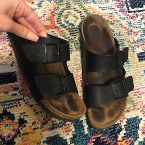 Black leather Birkenstock’s